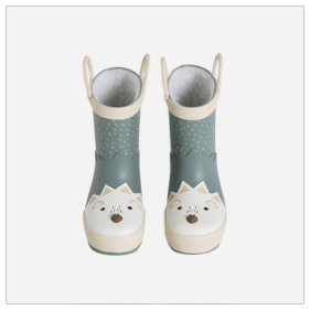 Baby Gummistiefel mit Anziehtrick - grün bedruckt